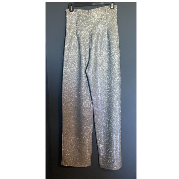Jaded London Silver Sparkling Waist-high Pants - Picture 3 of 5